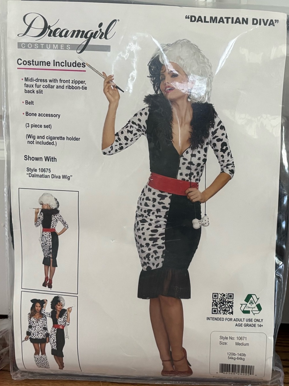 Dreamgirl Black, White & Red Cruella Deville Costume